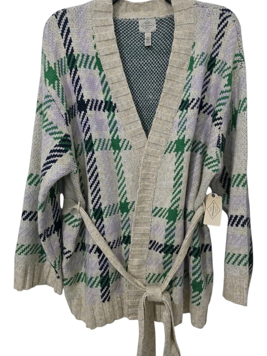 St. John's Bay Sweaters - St. John's Bay Wrap Sweater Plaid Open-Front Cardigan - Green, Lavender, Navy